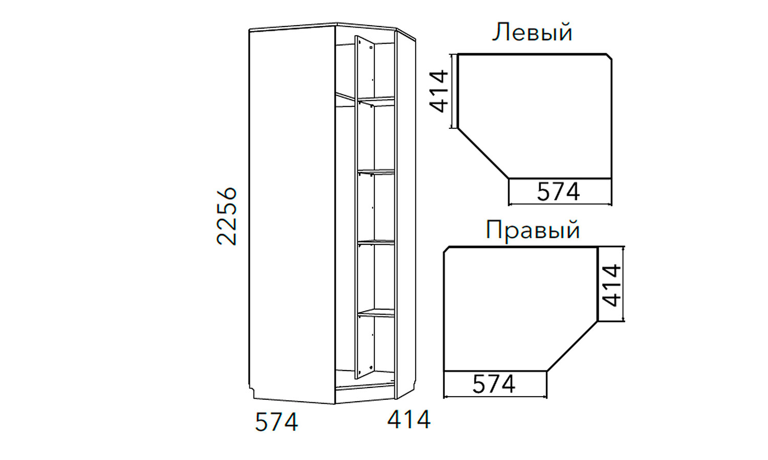 шкаф угловой левый НМ 013.04-02 ЛВ Акварель