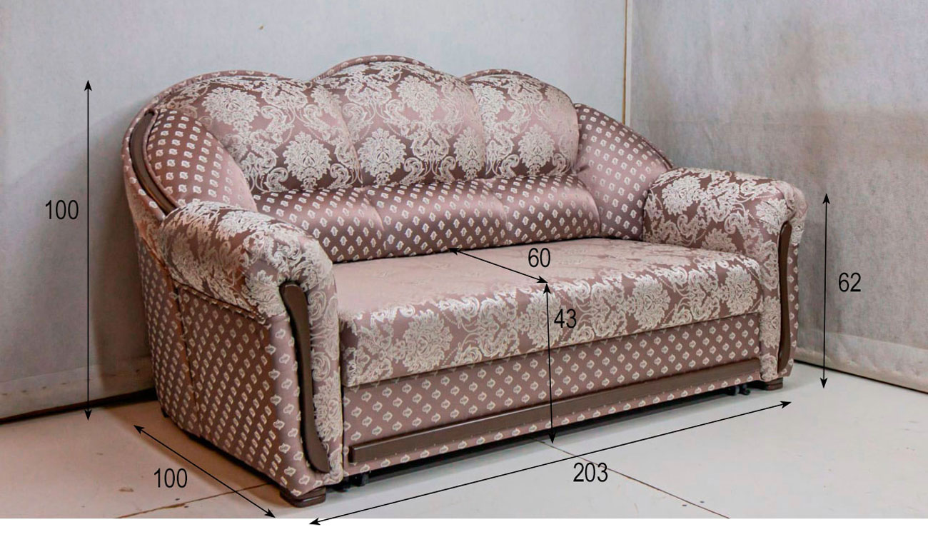 Размеры дивана Альмонд 150ТТ